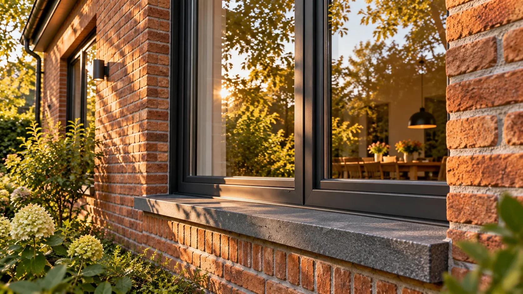 Fenster und Putzanschluss als Materialstudie.
